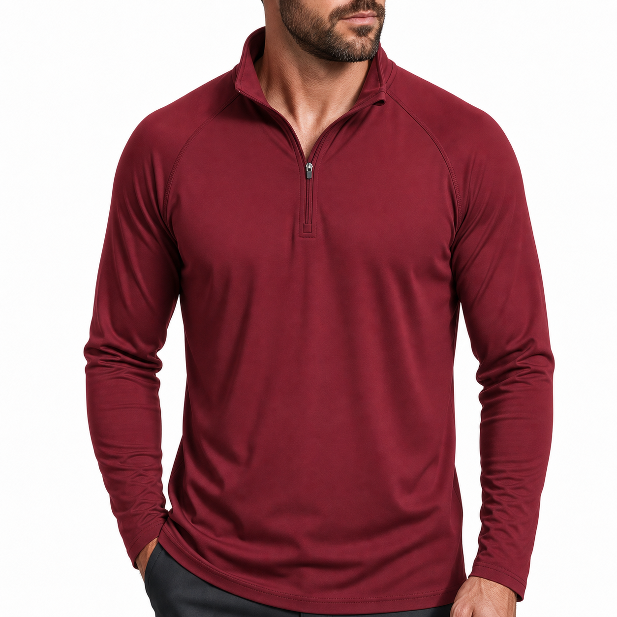 Black men's 1/4 zip long sleeve performance shirt