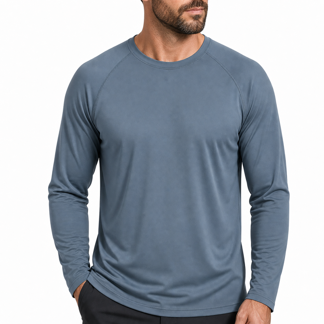 Dark Grey men's long sleeve crew neck shirt