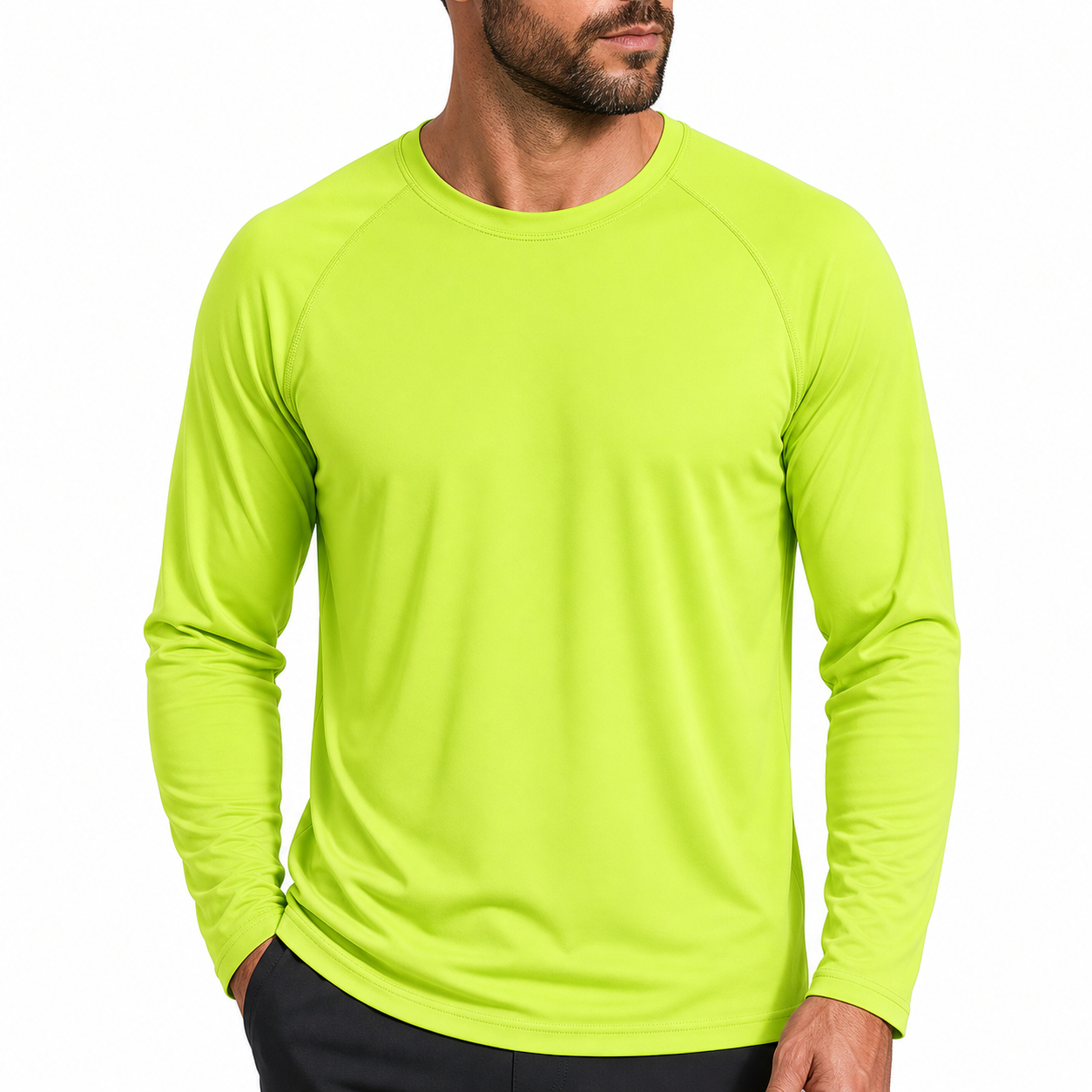 Black men's long sleeve crew neck shirt