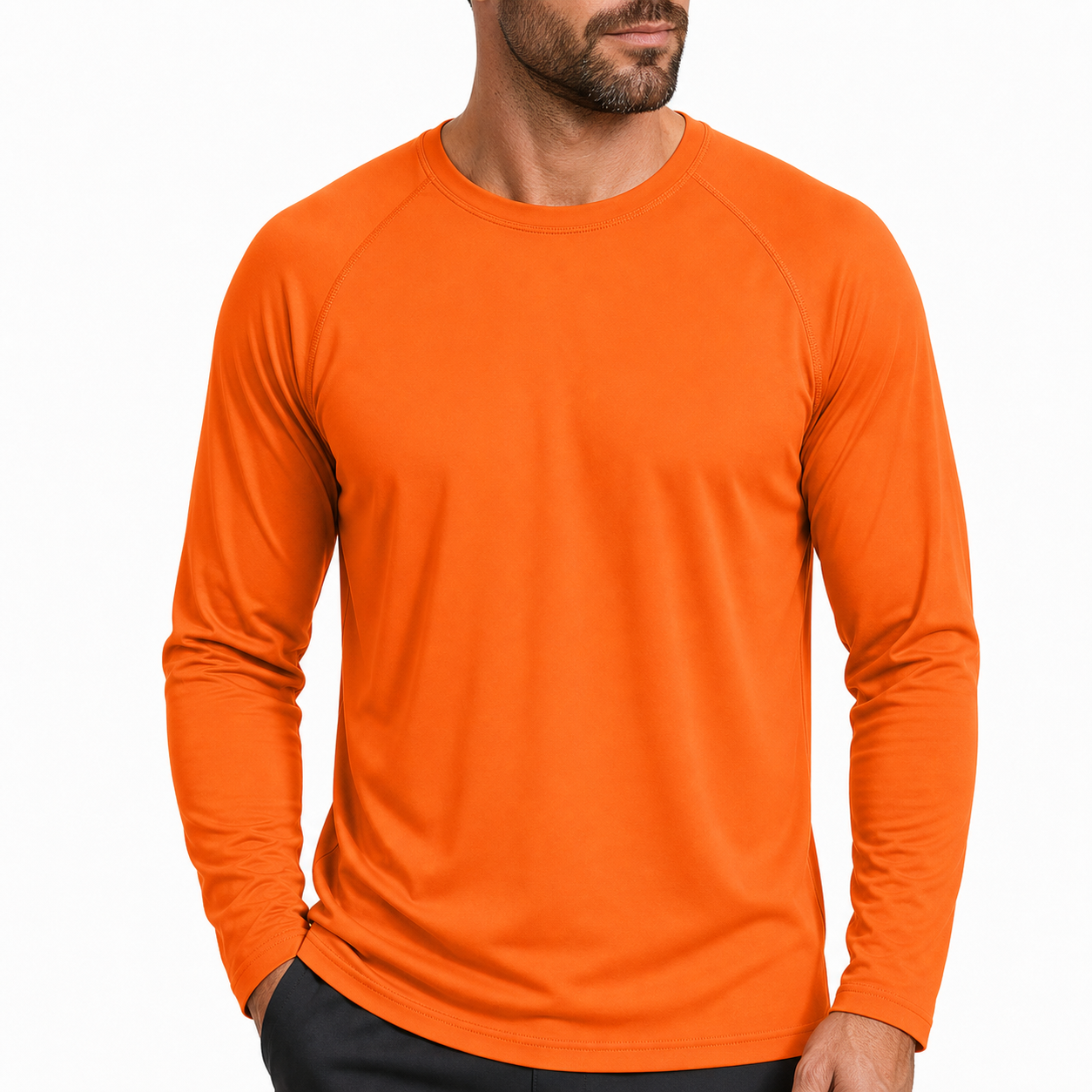 Crew neck and raglan sleeve detail