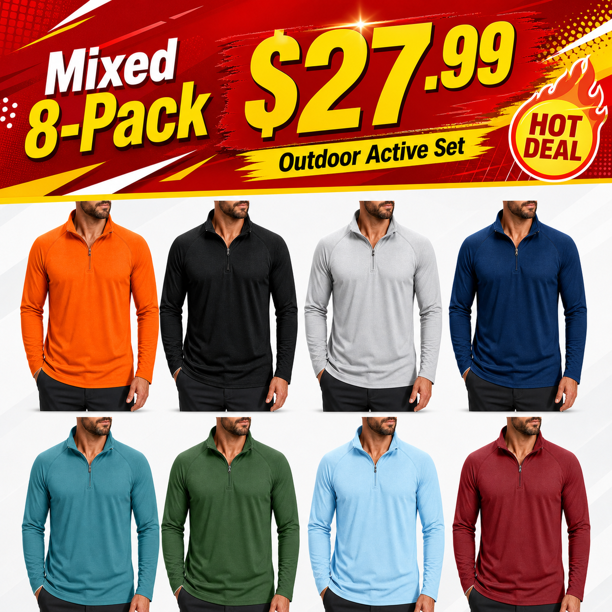 Men's 1/4 Zip Shirt UPF 50+ Quick Dry Lightweight Long Sleeve for Hiking Running Rashguard Outdoor Sports Clothing Sports Casual Wear Outdoorfun