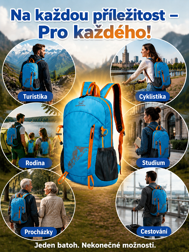 【Ultra lehký】Skládací vodotěsný outdoorový batoh, složí se na velikost dlaně za 1 sekundu