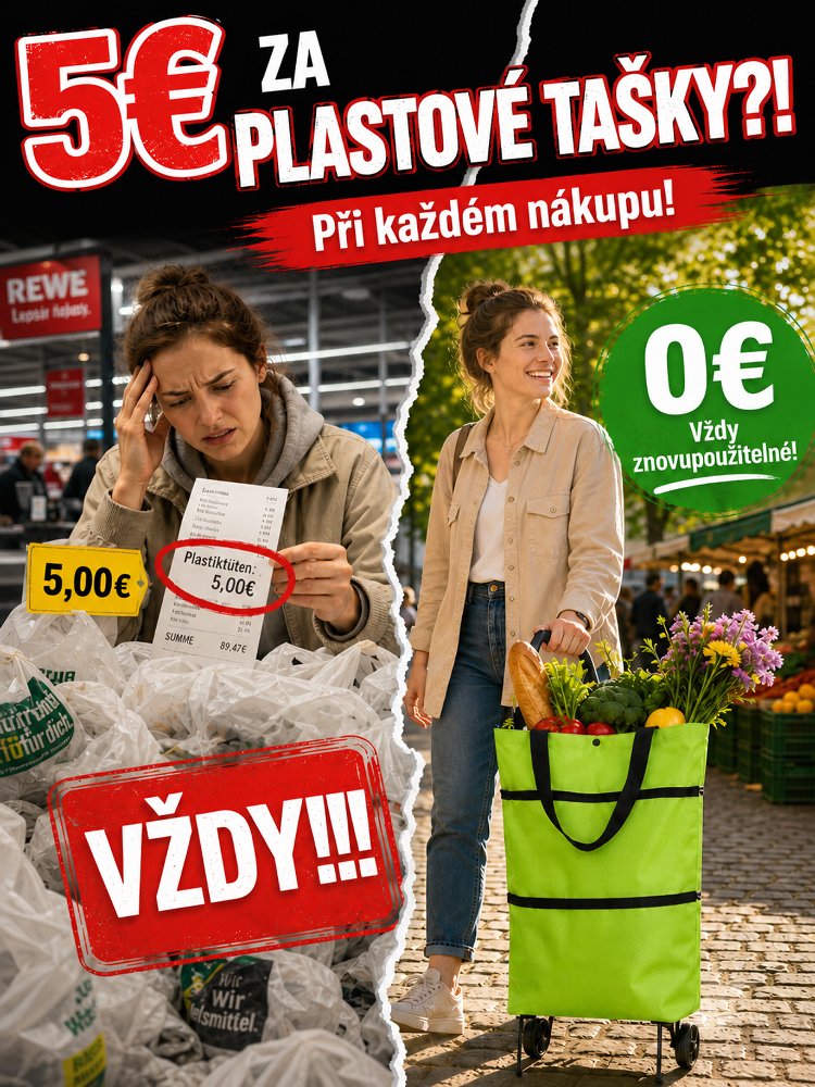 Skládací nákupní taška s kolečky: složí se za 1 sekundu, je přenosná, vodotěsná a odolná