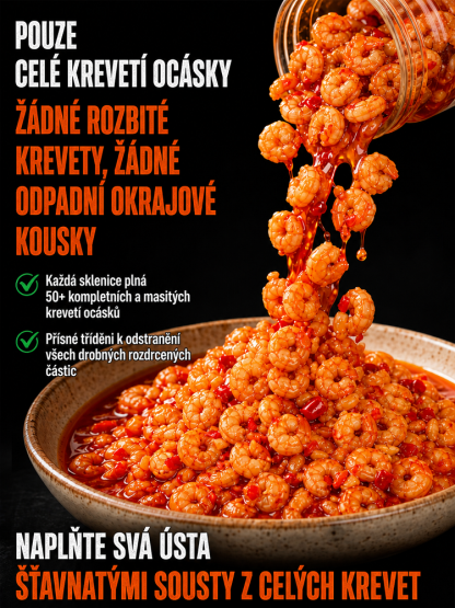 Pikantní a křupavé krevety ihned k jídlu, i s krunýřem, překypující šťávou v každém soustu