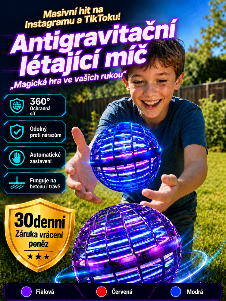 Konec zírání do obrazovek! Chytrá létající koule ovládaná gesty — odolná proti pádům a s působivým LED osvětlením