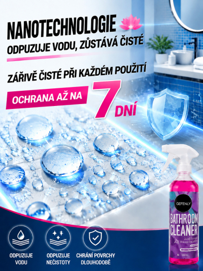 Zbavte se až desetiletých usazenin vodního kamene jediným postřikem! Víceúčelový čistič do koupelny, který je bezpečný pro dlaždice i sklo