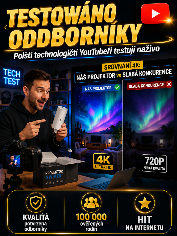 Multifunkční noční světlo s projekcí hvězdné oblohy, vestavěnou uklidňující hudbou a polární záři pro podporu spánku