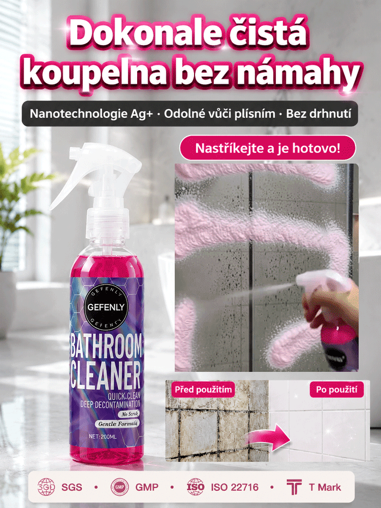 Zbavte se až desetiletých usazenin vodního kamene jediným postřikem! Víceúčelový čistič do koupelny, který je bezpečný pro dlaždice i sklo