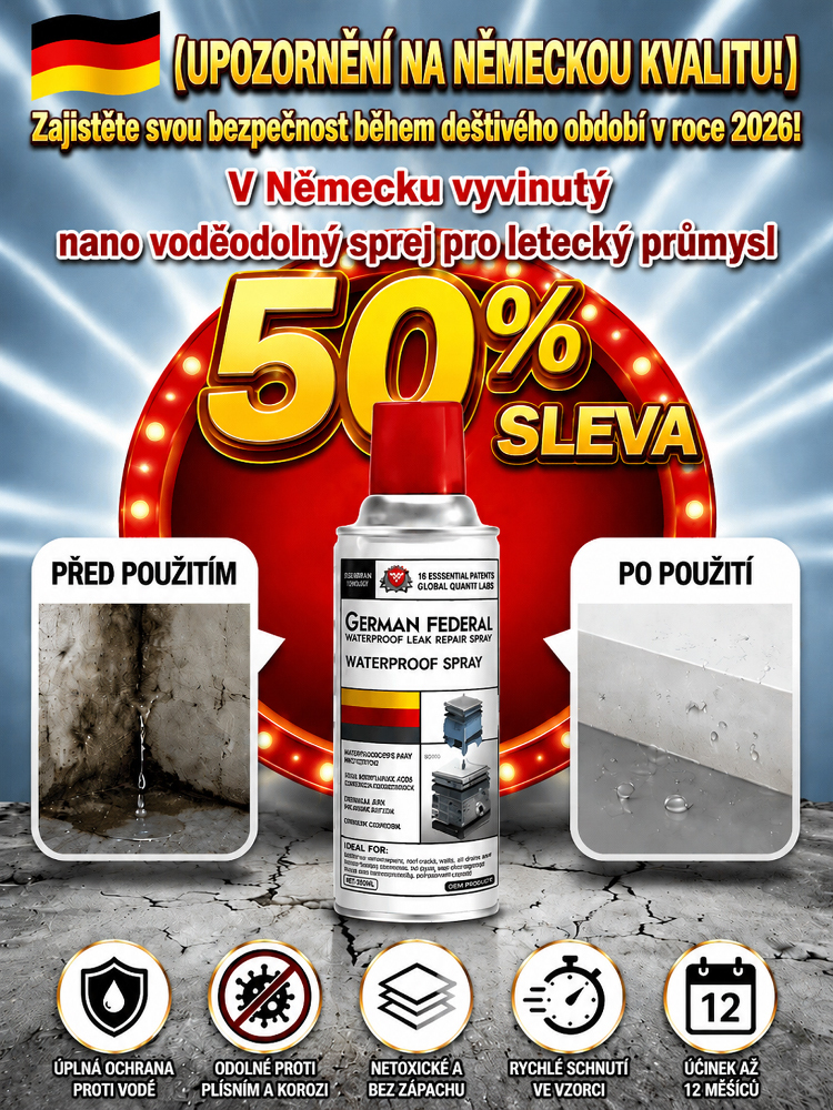 Rychleschnoucí penetrační hydroizolační sprej – stačí nastříkat: Vodotěsný za 60 sekund s životností až 30 let!