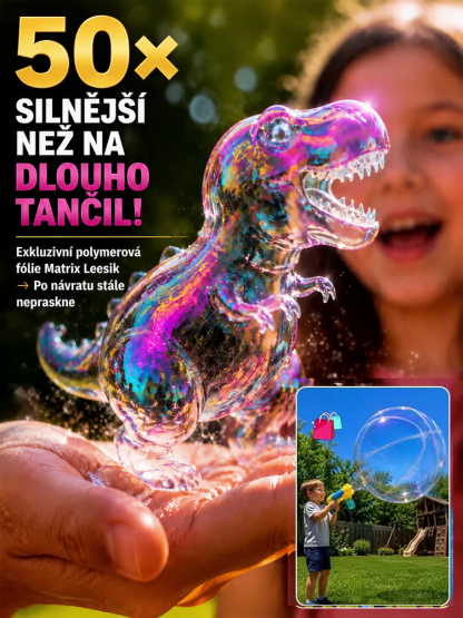 Kouzelný, bezpečný roztok na bubliny, fouká obří, barevné bubliny, je bezpečný a bez zápachu