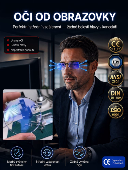 Ultralehké brýle na čtení bez obrouček s diamantovým brusem, automatickým ostřením, jeden pár poskytuje vidění na blízko i do dálky