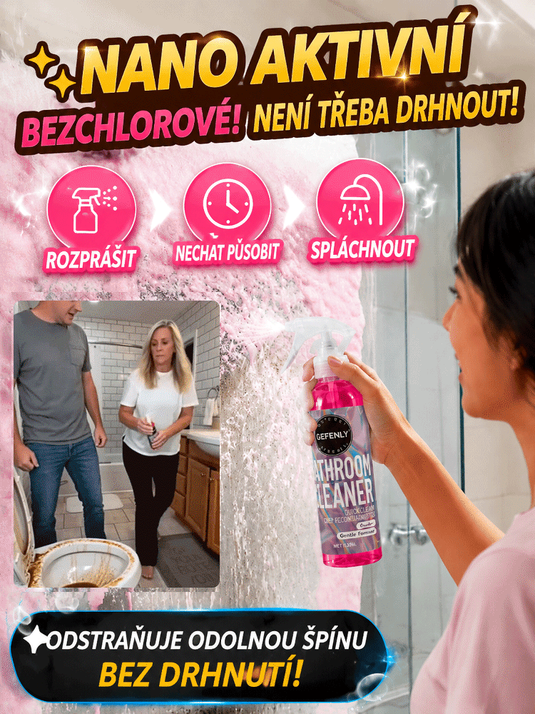 Zbavte se až desetiletých usazenin vodního kamene jediným postřikem! Víceúčelový čistič do koupelny, který je bezpečný pro dlaždice i sklo
