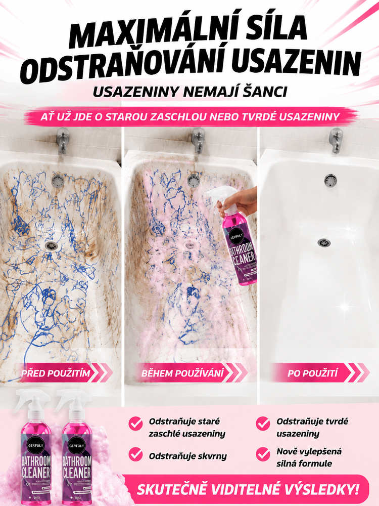 Zbavte se až desetiletých usazenin vodního kamene jediným postřikem! Víceúčelový čistič do koupelny, který je bezpečný pro dlaždice i sklo