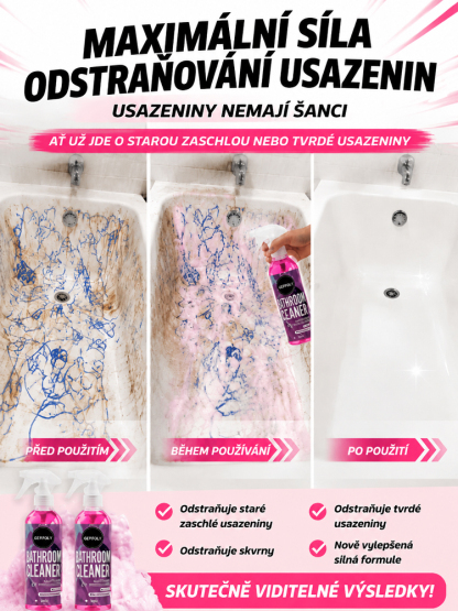Zbavte se až desetiletých usazenin vodního kamene jediným postřikem! Víceúčelový čistič do koupelny, který je bezpečný pro dlaždice i sklo