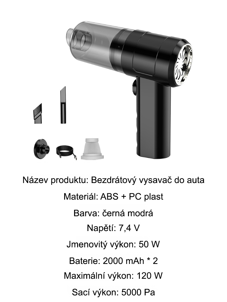 Bezdrátový vysavač do auta 4 v 1: výkonné sání, fukar a kompresor – jedno nabití zvládne 20 velkých SUV