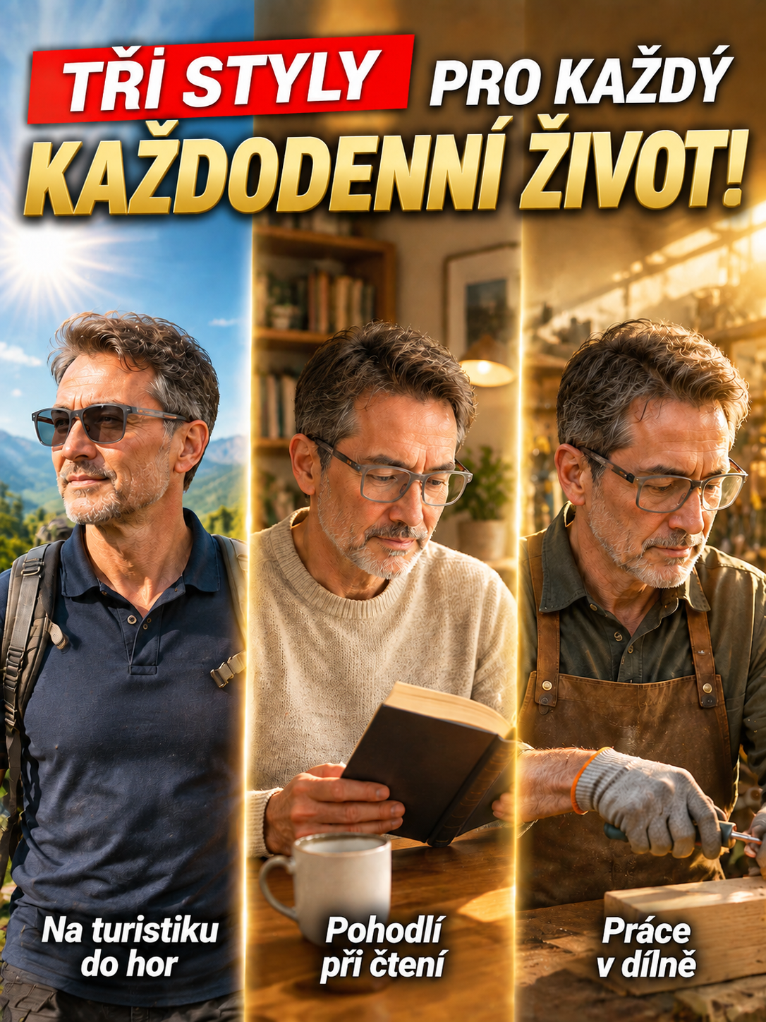 Bez nutnosti měření zraku! Progresivní brýle s AI: ostré vidění na blízko i do dálky v jedněch brýlích!