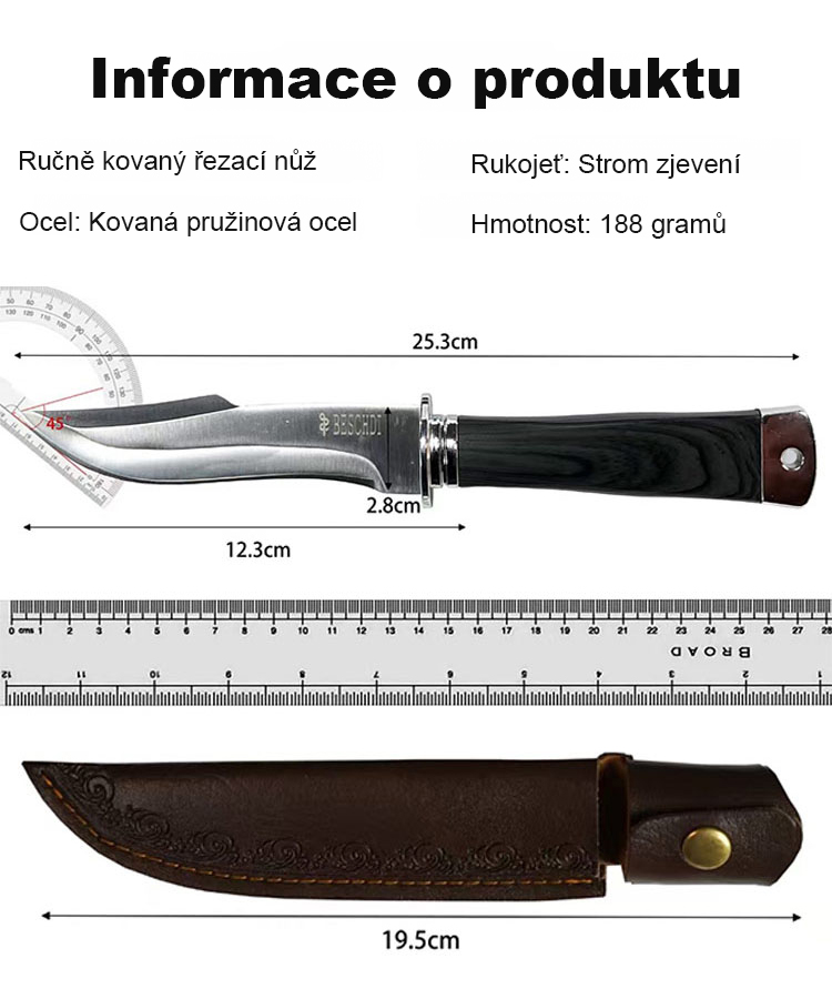 Multifunkční outdoorový nůž „8 v 1“ – přenosný nástroj pro sebeobranu a krizové situace, navržený tak, aby odolal ohnutí a nedošlo u něj k odštípnutí materiálu