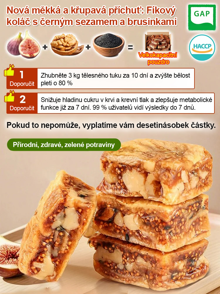 Ručně vyrobený fíkový a ořechový koláč, bez přísad, voňavý, křupavý a měkký