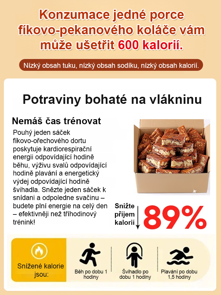 Ručně vyrobený fíkový a ořechový koláč, bez přísad, voňavý, křupavý a měkký