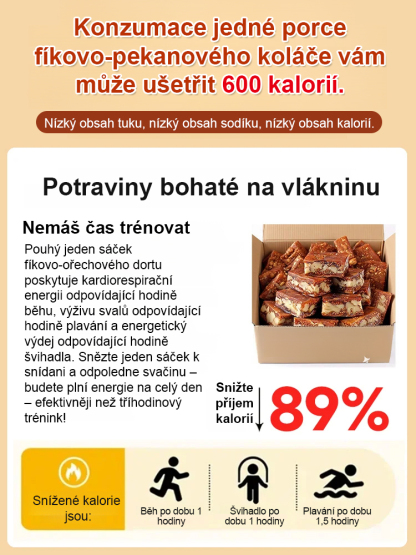 Ručně vyrobený fíkový a ořechový koláč, bez přísad, voňavý, křupavý a měkký