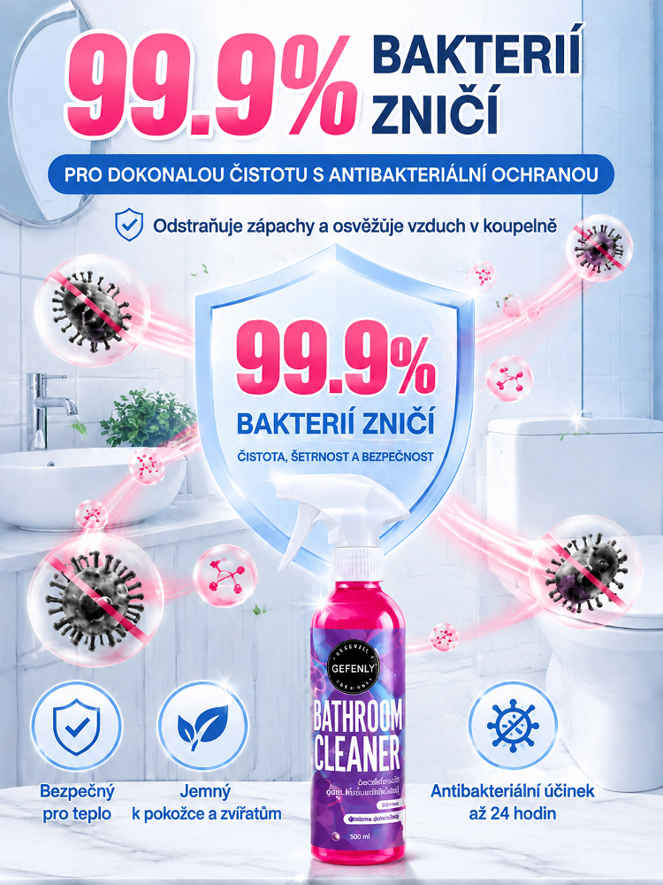 Zbavte se až desetiletých usazenin vodního kamene jediným postřikem! Víceúčelový čistič do koupelny, který je bezpečný pro dlaždice i sklo