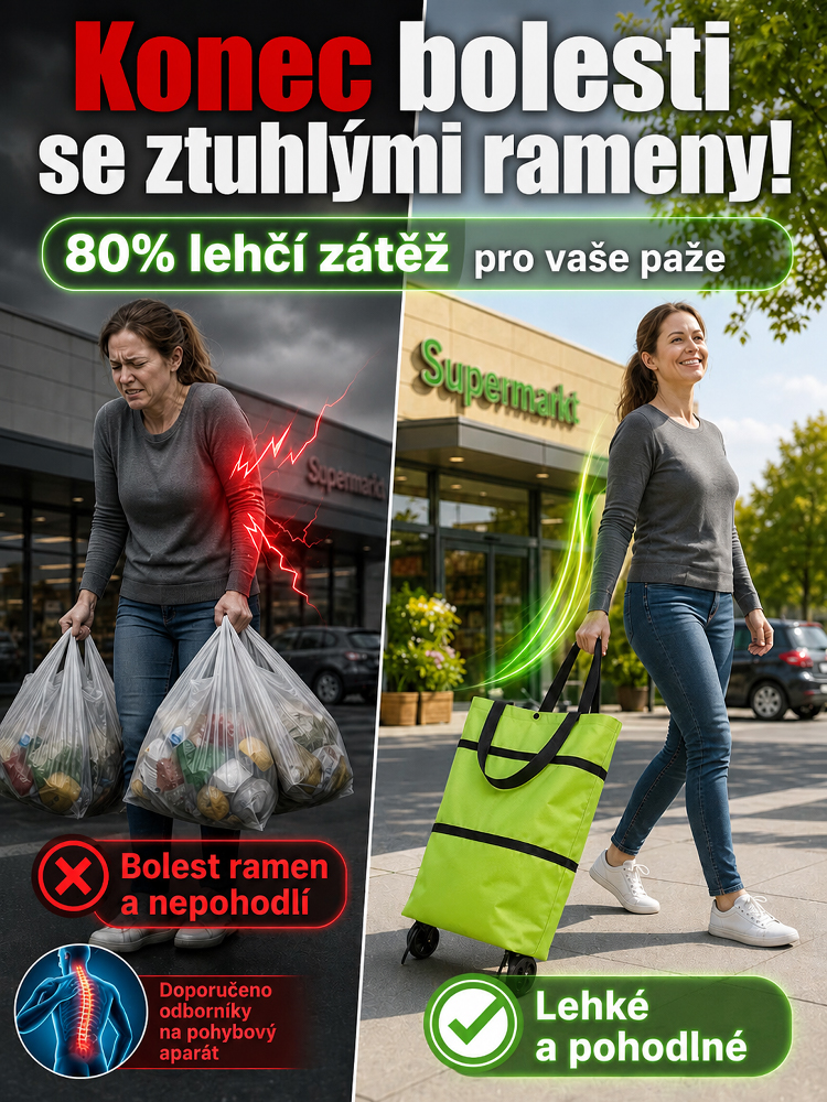 Skládací nákupní taška s kolečky: složí se za 1 sekundu, je přenosná, vodotěsná a odolná
