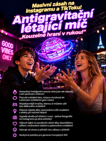 Konec zírání do obrazovek! Chytrá létající koule ovládaná gesty — odolná proti pádům a s působivým LED osvětlením