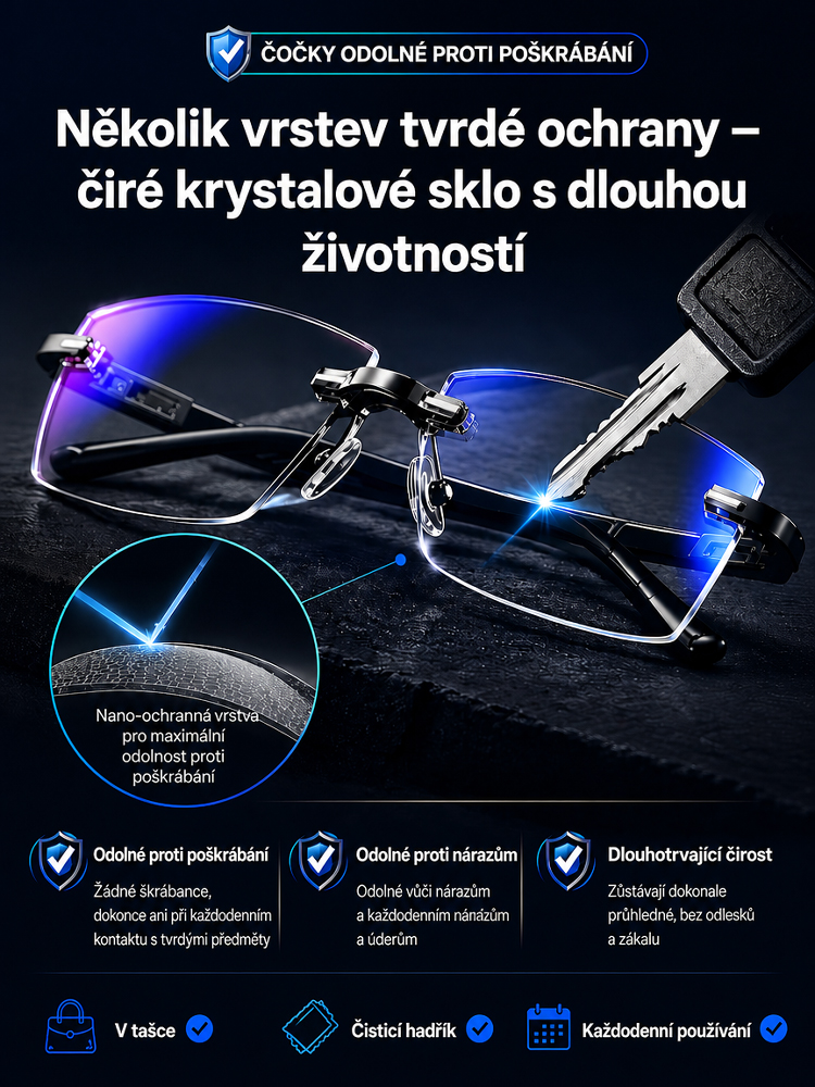 Ultralehké brýle na čtení bez obrouček s diamantovým brusem, automatickým ostřením, jeden pár poskytuje vidění na blízko i do dálky
