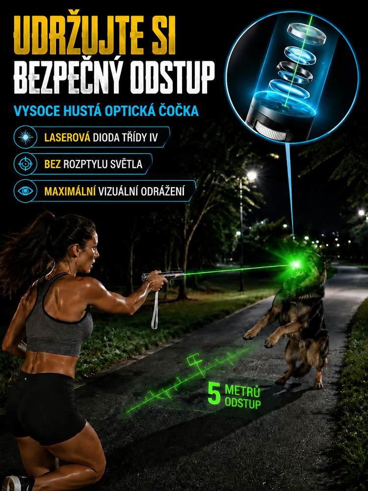Vojenský taktický laser červený/zelený | Vznícení při 1000 °C, odstraňování cizích těles, dosah 1000 yardů