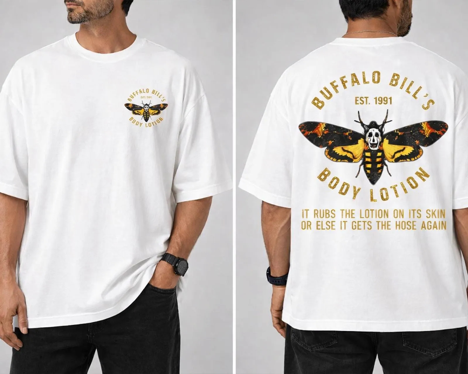 Buffalo Bill Body Lotion Vintage Gold Lettering Graphic Tee