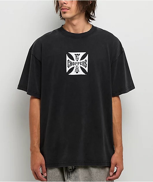 West Coast Choppers Flat Logo Black Wash T-Shirt