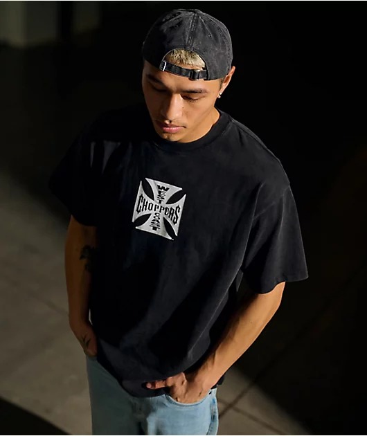 West Coast Choppers Flat Logo Black Wash T-Shirt