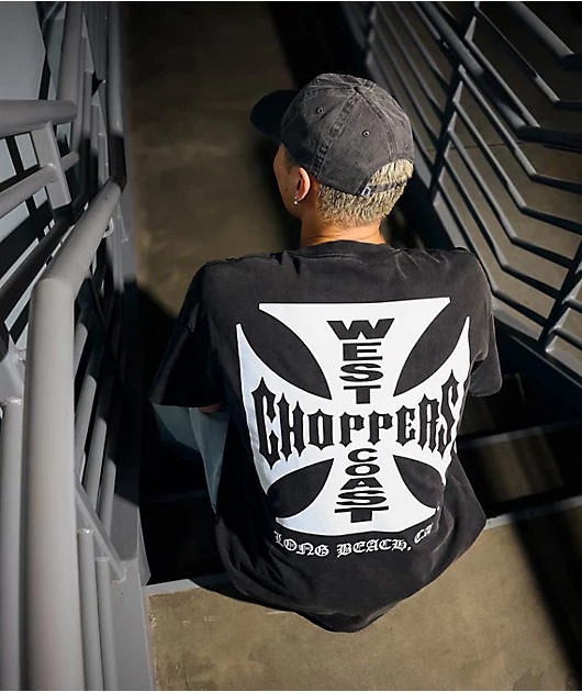 West Coast Choppers Flat Logo Black Wash T-Shirt