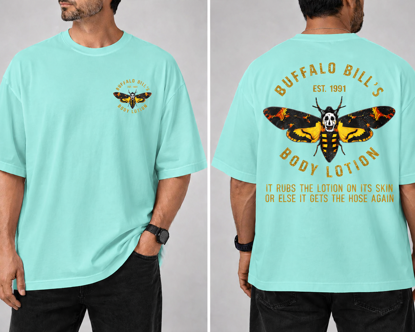 Buffalo Bill Body Lotion Vintage Gold Lettering Graphic Tee