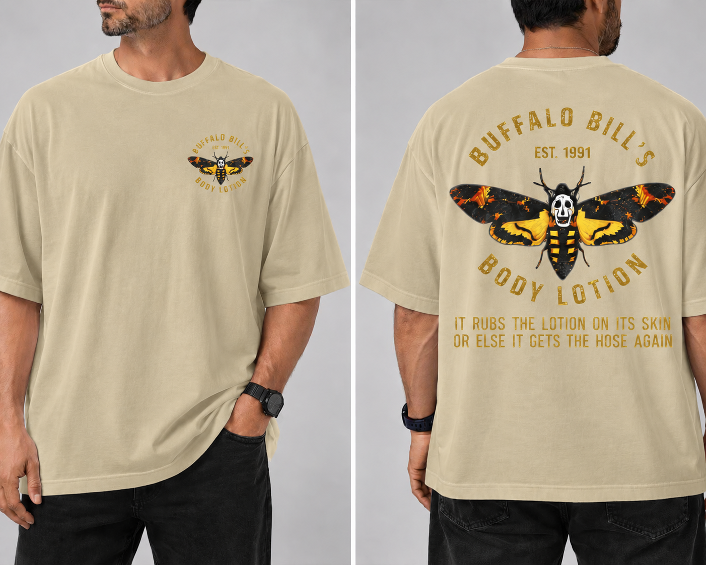 Buffalo Bill Body Lotion Vintage Gold Lettering Graphic Tee