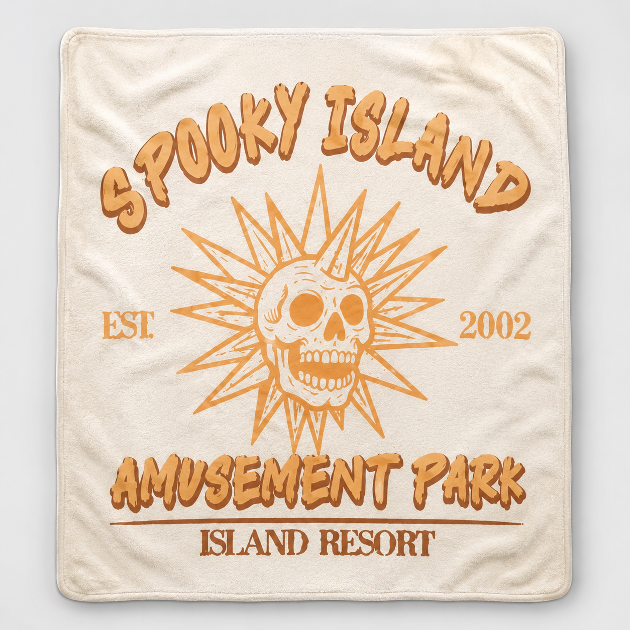 Spooky Island Halloween Blanket – Vintage Amusement Park Throw Blanket