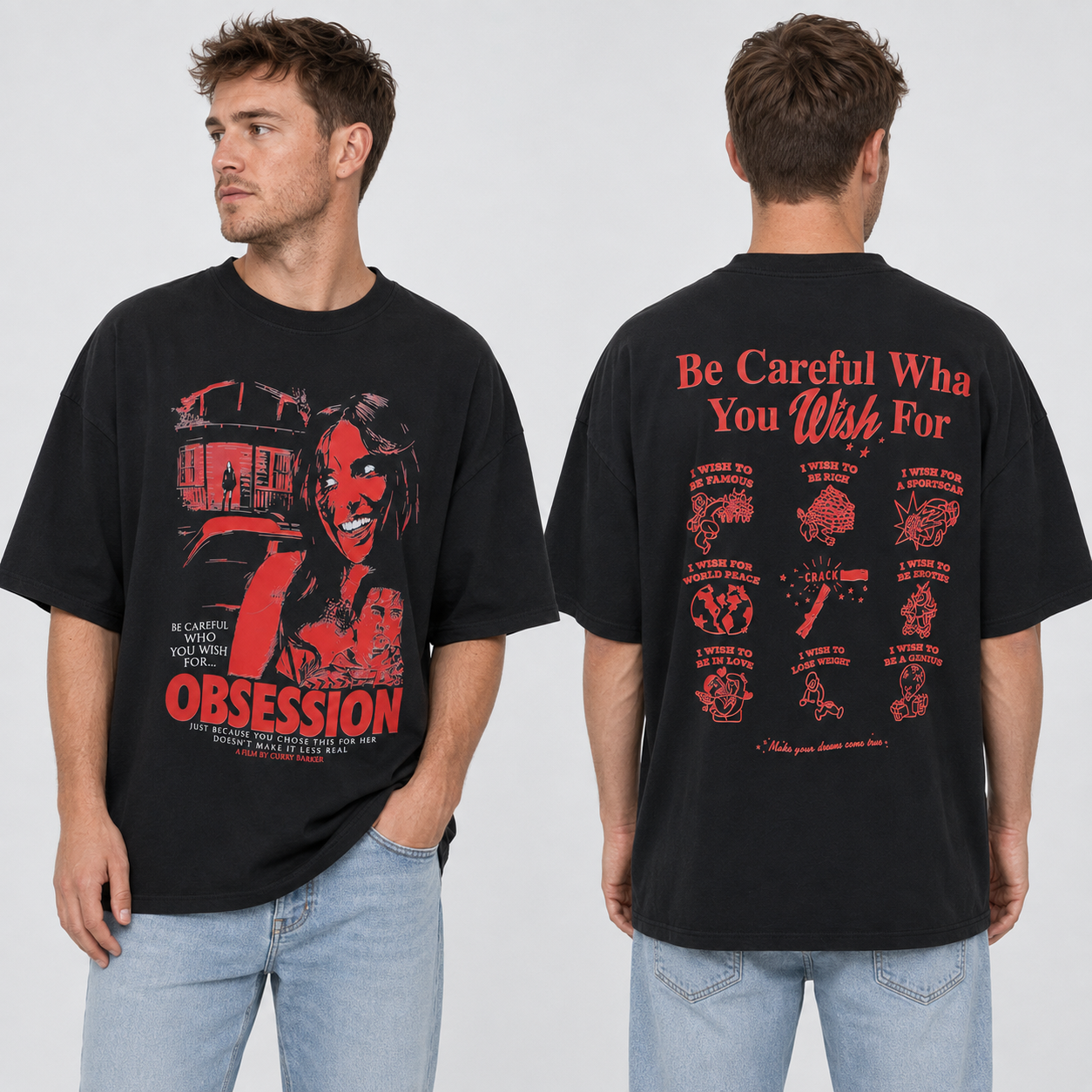Obsession Graphic Tee - Retro Horror Movie Aesthetic Shirt