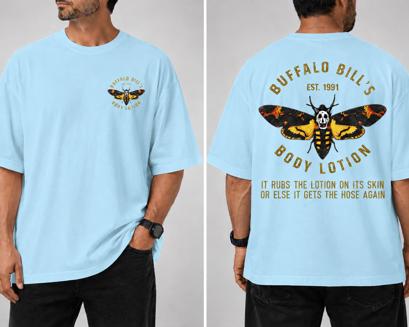 Buffalo Bill Body Lotion Vintage Gold Lettering Graphic Tee