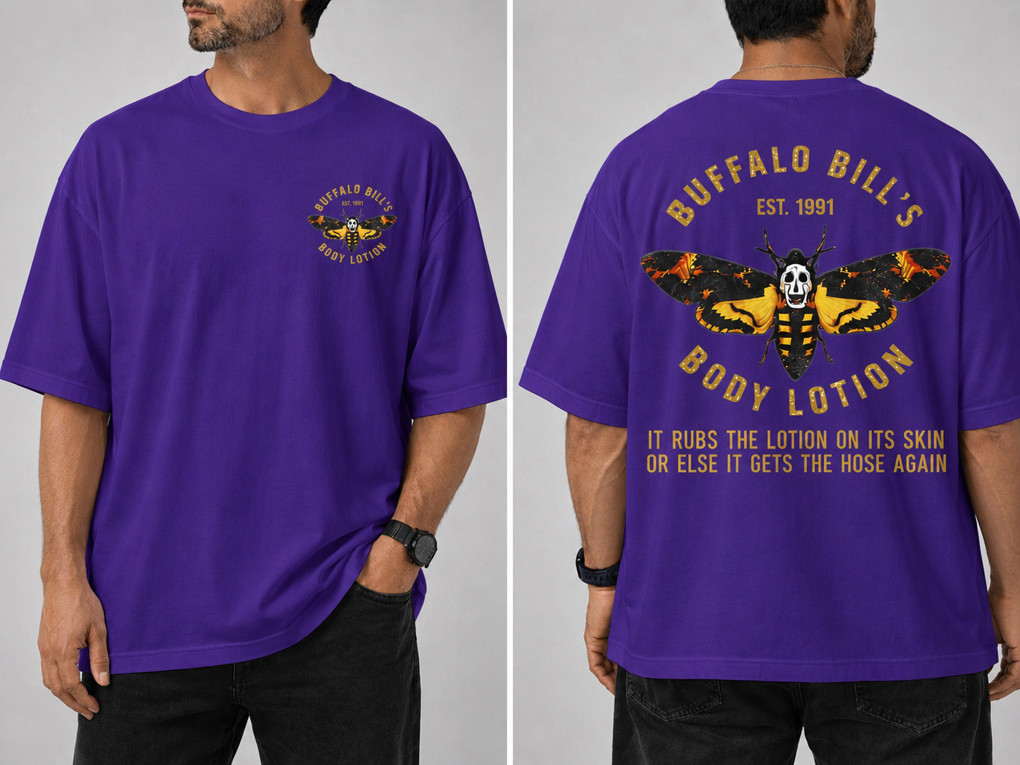 Buffalo Bill Body Lotion Vintage Gold Lettering Graphic Tee