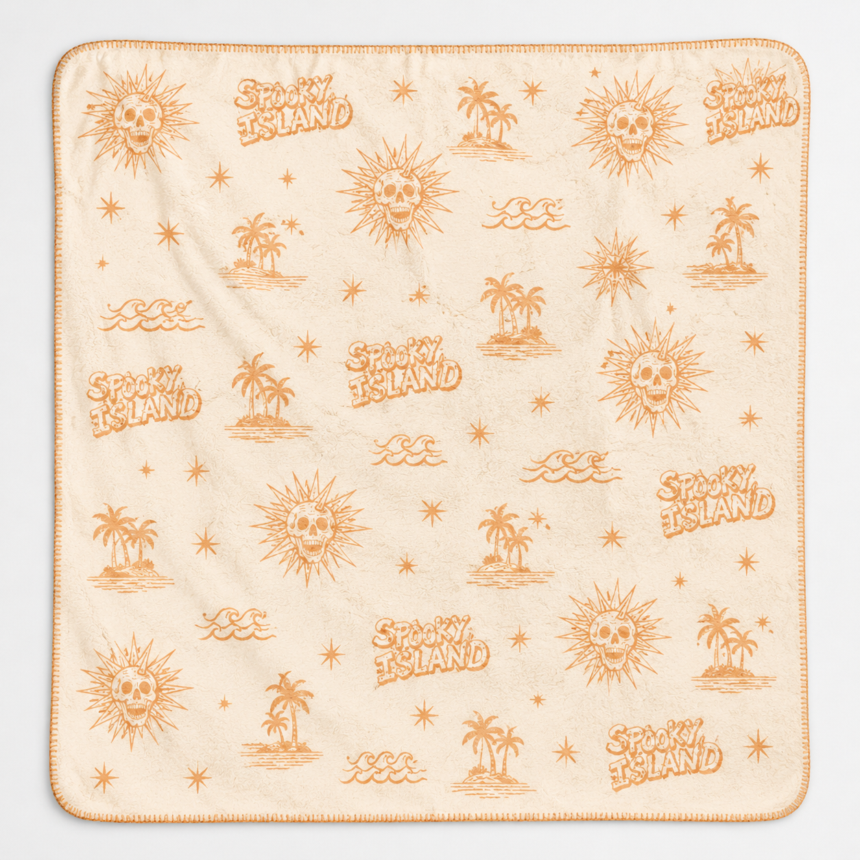 Spooky Island Halloween Blanket – Vintage Amusement Park Throw Blanket