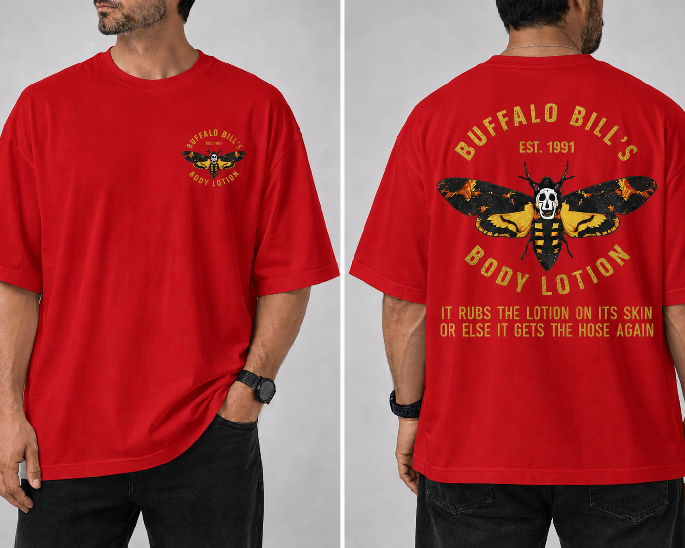 Buffalo Bill Body Lotion Vintage Gold Lettering Graphic Tee