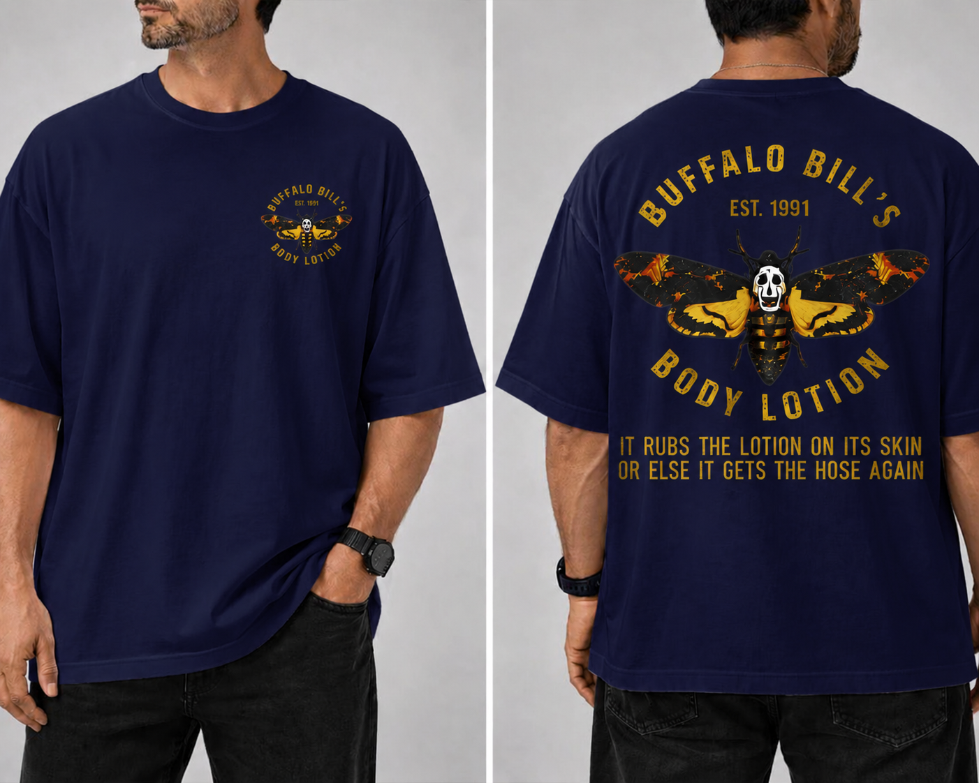 Buffalo Bill Body Lotion Vintage Gold Lettering Graphic Tee