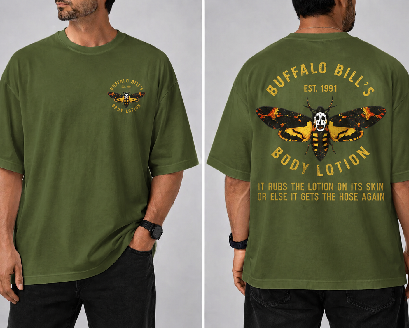 Buffalo Bill Body Lotion Vintage Gold Lettering Graphic Tee