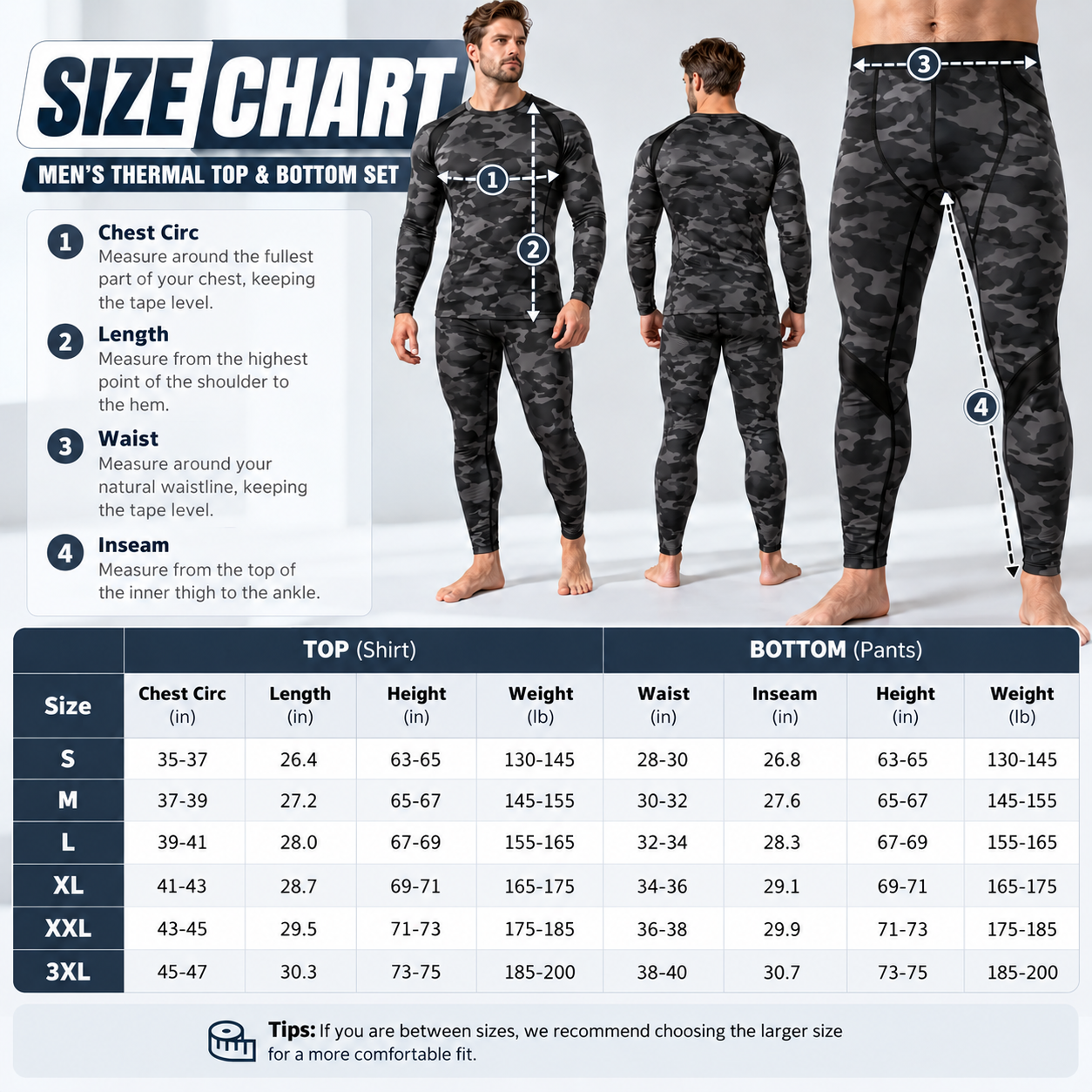 Men's 2-Piece Thermal Base Layer Set - Athletic Retro Lightweight Plus Size Elastic Breathable