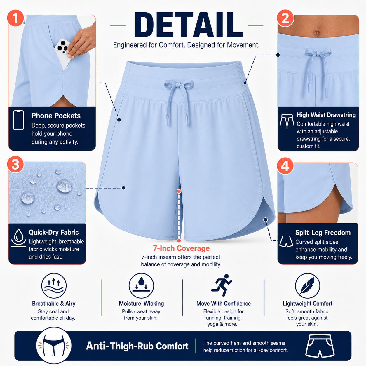 Women's 7-Inch High-Waist Quick-Dry Running Shorts Bundle