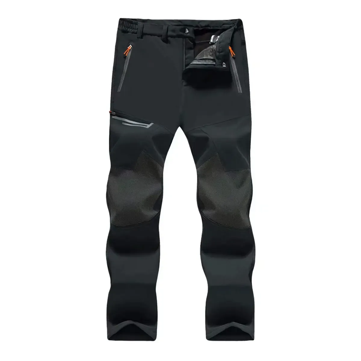Black water-resistant softshell outdoor pants