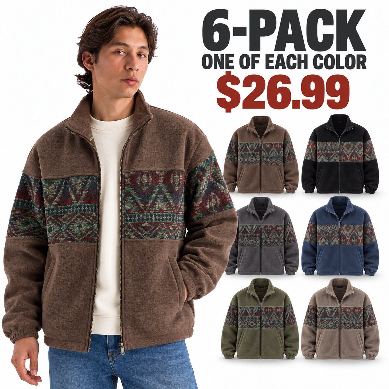 KRUIDA six-color fleece jacket 6-pack with one jacket in each color