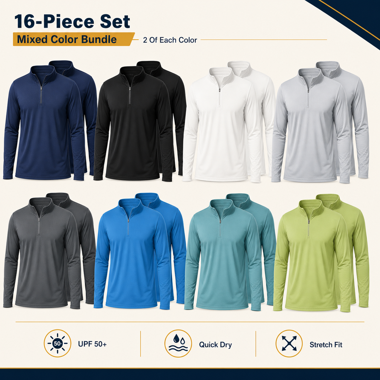 Men's 1/4 Zip Sun Protection Shirt Bundle