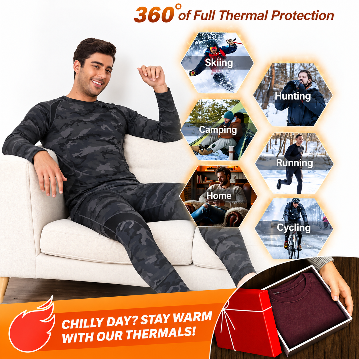 Men’s thermal top and bottom set - layering and everyday use