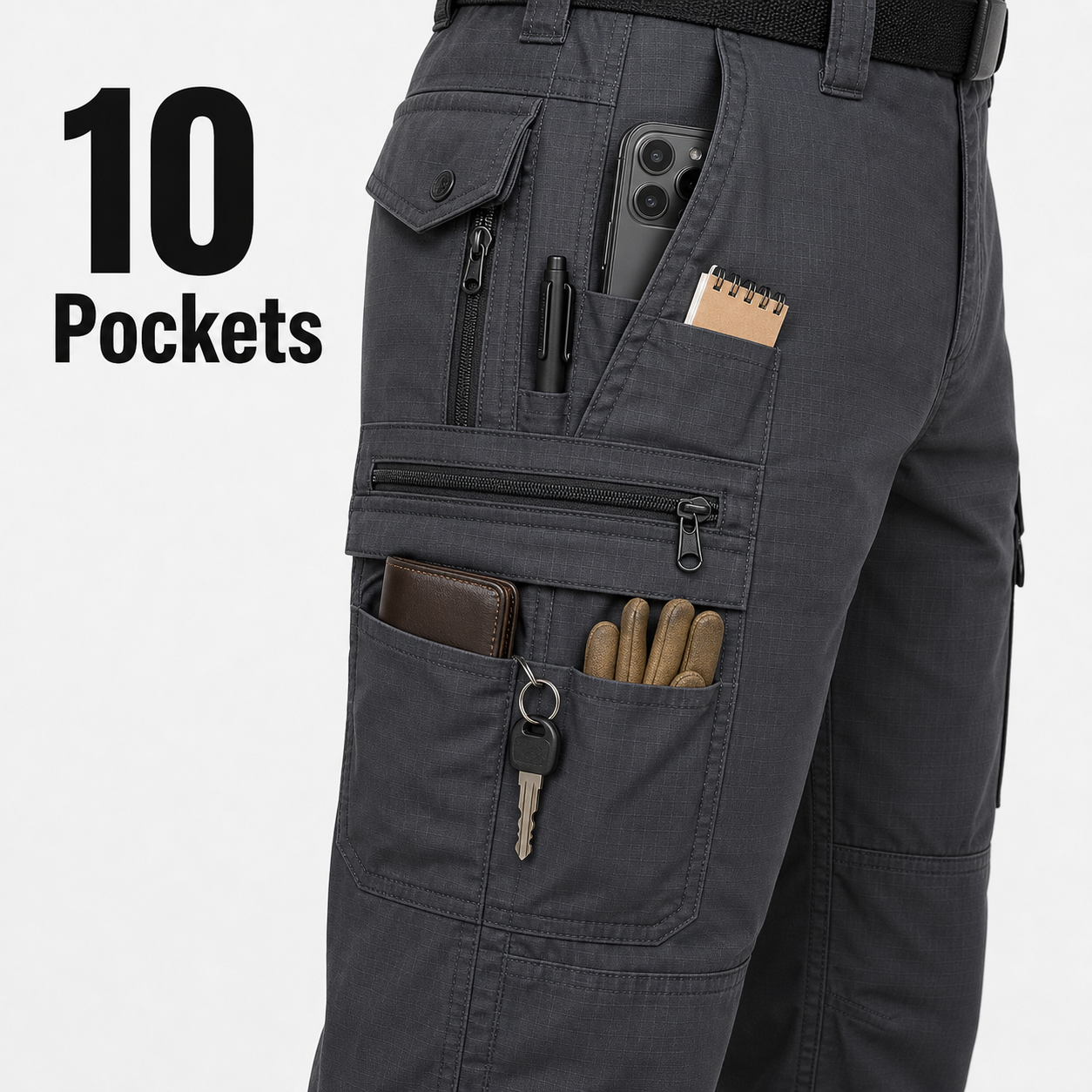 Tactical cargo pants 10 pocket storage scene